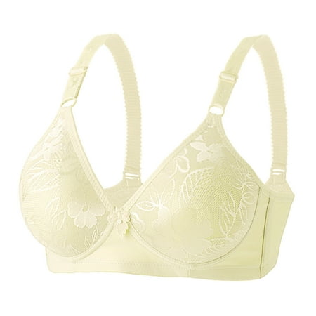 Pejock Everyday Bras for Women  Women s Ultimate Comfort Lift Wirefree Bra Plus Size Adjust Full Cup No Steel Ring Cotton Breathable Underwear Bras No Underwire Beige Cup Size 40/90BC
