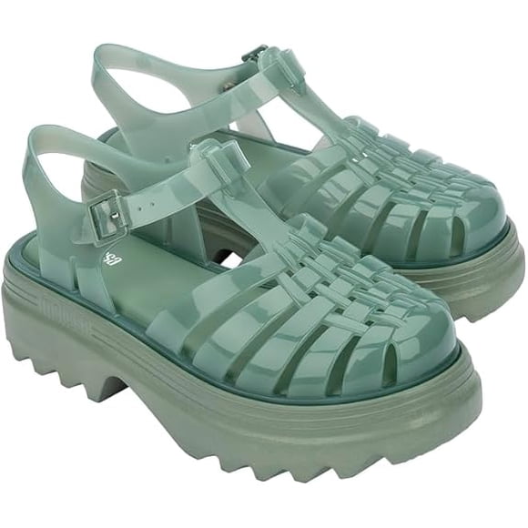 Sandales Jelly à Plateforme Melissa pour Femmes, Style Pêcheur Classique, Plateforme Épaisse avec Bride de Cheville Ajustable, Semelle EVA Légère et Traction Antidérapante