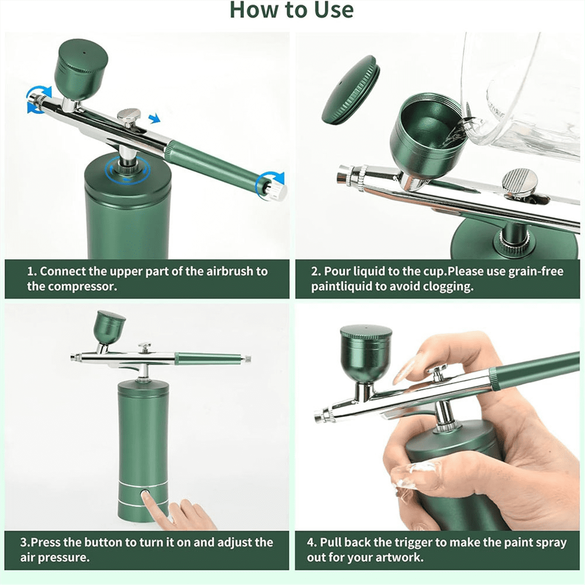 Upgraded Airbrush Set with Air Compressor Cordless Automatic Airbrush Set Handheld Rechargeable AirBrush