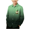 thumbnail image 2 of UQJfacai Boys St Patricks Day Shirt Shamrock Printed Long Sleeve Button Down Shirts Hawaiian Gradient Collared Blouse 3-16 Years, 2 of 7