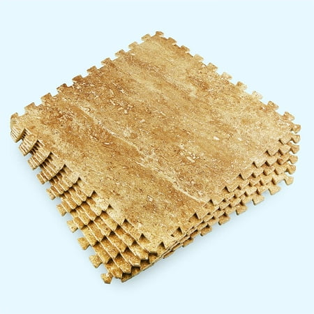 Yes4All Interlocking Exercise Foam Mats – Cover 24  48 & 120 SqFt (Multi-Color) - Granite Mats Walnut - 48SQFT (12 Tiles)