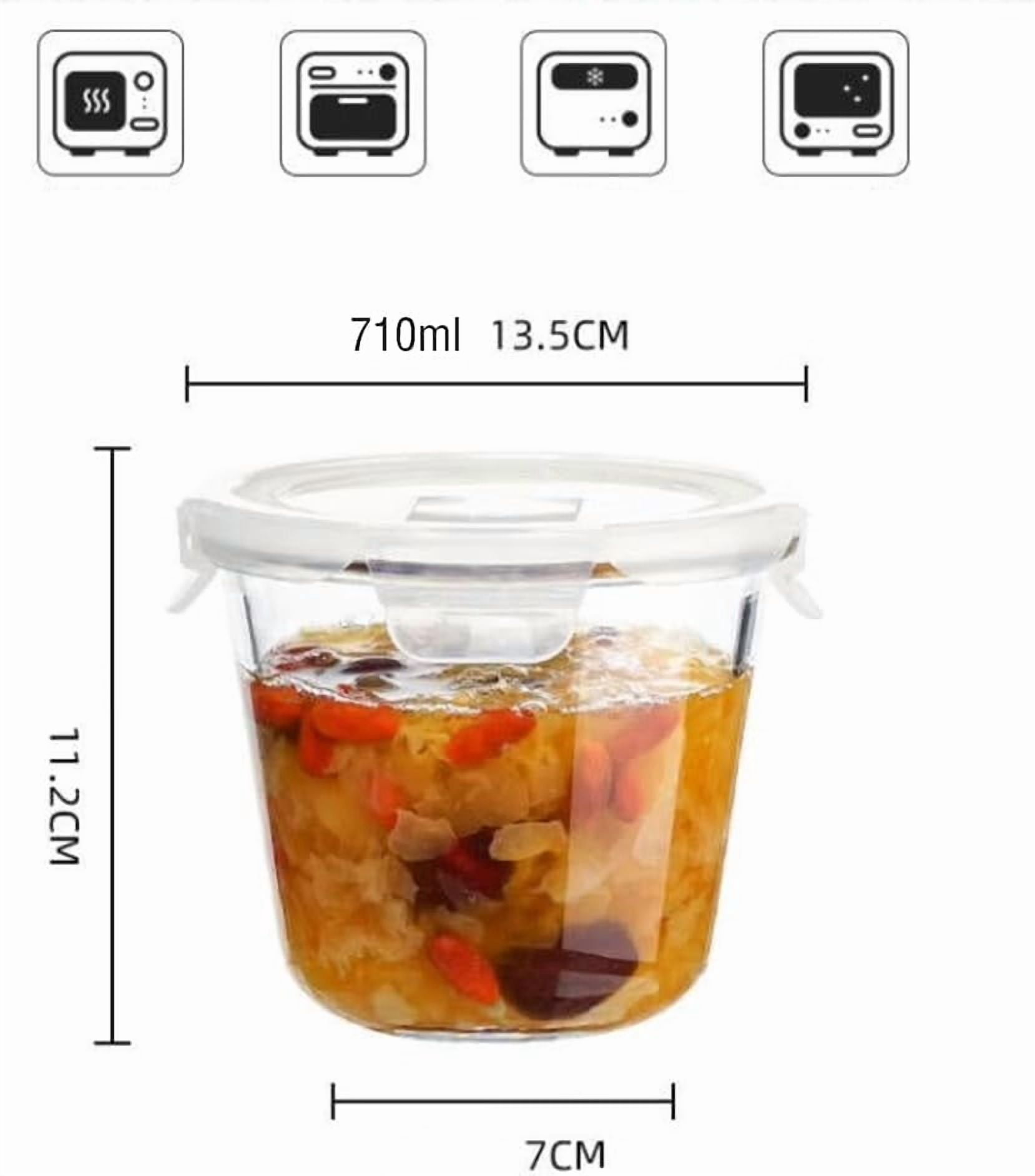 TT - 24 Oz Round Glass Food Storage Container, 3 Cup Round Glass Soup Container with Airtight Lids BPA free, Leak proof Borosilicate Storage bowls, Dishwasher Microwave Freezer Safe (2 Pack)