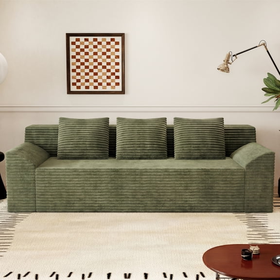 71" 3Setaser Sofa,Corduroy Fabric,Deep Seat Couches,Comfy Loveseat Sofa,No Assembly