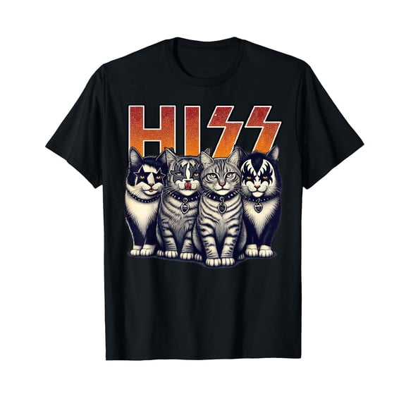 Funny Cartoon Cats HISS T-Shirt for Rockin' Birthday Gifts and Cat Lovers