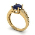thumbnail image 2 of Solitaire with Accents Engagement Ring for Women - 2.32ct Simulated Blue Sapphire in 18K Yellow Gold Promise Ring, 2 of 6