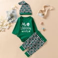 thumbnail image 2 of Baby Boys Girls Long Sleeve Letter Printed St Patrick's Day Romper Bodysuit Striped Print Pants Hat Outfits 3 PC Sets Green 3-6 Months, 2 of 6