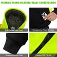 thumbnail image 4 of ProtectX High Vis Safety Hoddie Sweatshirt Jacket with Reflective Strips & Fleece Lined for Cold Weather Green Small, 4 of 9