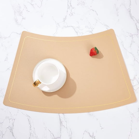 XmhyTop 2 Pcs Apricot color Placemats, 37*30cm Non Slip Table Place Mats, Premium Leather Placemats for Dining Table, Easy to Clean, Heat-Resistant, Ideal for Home, Kitchen, Restaurant Decor