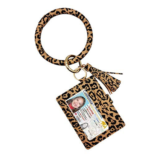 FIVWIN Wristlet Keychain Bracelet Wallet for Women Silicone Beaded Car Key Rings with Tassel Bangle Card Holder