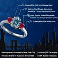 thumbnail image 2 of Gem Stone King 10K Two Tone Gold Persian Blue Moissanite and Red Created Ruby Engagement Ring for Women | 1.88 Cttw | Oval 8X6MM | Gemstone Birthstone | Size 7, 2 of 6