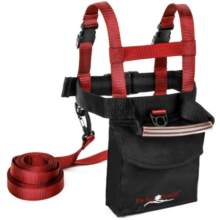 Lucky Bums Kids Ski Harness w/ Grip N' Guide Handle, 2 Leashes, & Backpack, Red