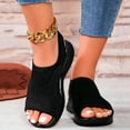 thumbnail image 5 of kamemir Womens Wedge Sandals Womens Open Toe Dressy Platform Sandals Slip on Elastic Ankle Strap Wedges Sandals(Black,9), 5 of 6