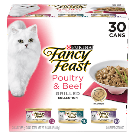 Fancy Feast Gravy Wet Cat Food Variety Pack, Poultry & Beef Grilled Collection - (2) 3 oz.