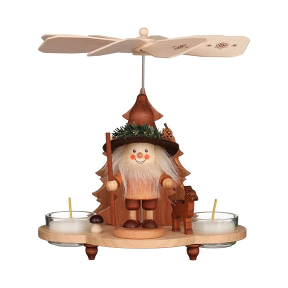Alexander Taron 7.5" Brown and Black Christian Ulbricht Woodsman Pyramid Candle Holder Decoration