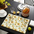 thumbnail image 3 of Rustic Boho Sunflower Placemats Set of 6, 12x18 Inch Vintage Floral Table Mats with Bees and Butterflies, Washable Farmhouse Linen Dining Decor, Yellow Country Bloom for Summer Autumn, 3 of 5