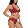 thumbnail image 2 of Wukai Vintage Burgundy Women's Bikini Set Two Piece,wimsuit High Waisted V Neck Twist Front Adjustable Spaghetti Straps Bathing Suit-XX-Large, 2 of 7