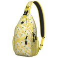 thumbnail image 1 of Fresh Lemon Pattern Lightweight Sling Backpack for Travel and Outdoor Use, Cute Retro Floral Design, Durable Crossbody Bag with Bright Yellow Fruit Print, 1 of 6