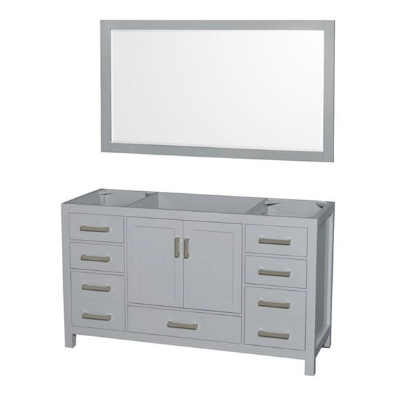 Wyndham Collection Sheffield 59" Mirror Wood Single Bathroom Vanity in Gray