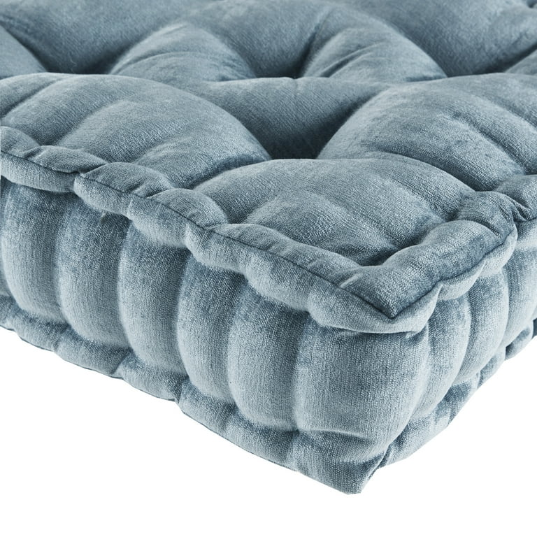 Intelligent Design Azza Poly Chenille Square Floor Pillow Cushion, Aqua,  20W x 20L x 5H
