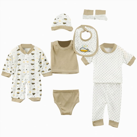 XZNPDUCQ 8Pcs Baby Girl Boy Clothes Sets Cute Tops Hat Pants Bib Sock Shose Romper Outfits Set Baby Jumpsuit 0-3 Months Baby Gifts Set
