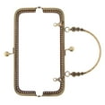 thumbnail image 4 of Esquirla Squared Embossing Metal Purse Handbag Frame Kiss Clasp with Handle - Bronze, 4 of 6