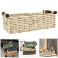thumbnail image 2 of 1 Pc Round Paper Rope Storage Basket Wicker Baskets for Organizing with Handle Decorative Storage Bins for Countertop Toilet Paper Basket for Toilet Tank Top Small Baskets, 13.78"x5.91"x3.94", Beige, 2 of 9