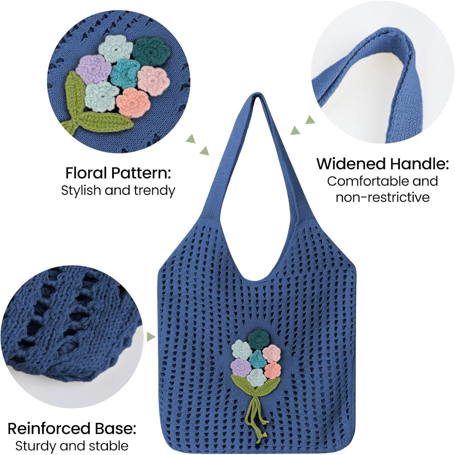 Crochet Mesh Beach Tote Shoulder Handbags Hobo for Women Summer Vacation Shoulder Bag Soft Y2k Purses for Travel