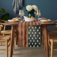 thumbnail image 2 of Retro American Flag Table Runner - 48 Inch Long, Kitchen Dining Table Runner Dresser Scarves, Vintage US Flag Red Striped Farmhouse Decor for Coffee Tables Wedding Party Banquet, 2 of 8
