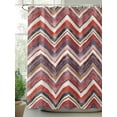 thumbnail image 2 of Shower Curtains for Bathroom-72"x72", Nordic Wave Chevron Twill Lines Waterproof Bath Curtain Grommet Shower Curtain Set with Hooks, Retro Geometric Colorful Stripes Washable Bath Accessories, 2 of 6