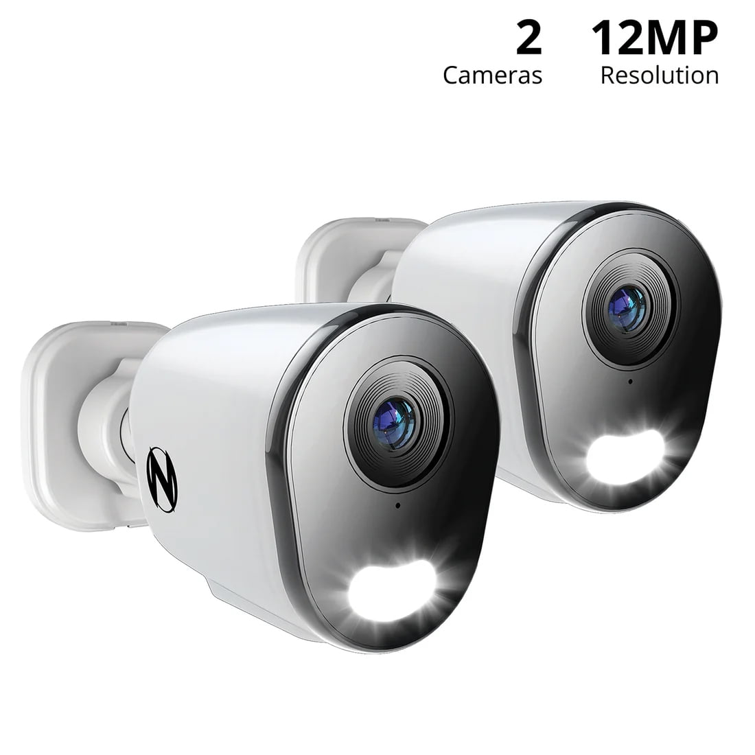 Night Owl Add On Wired IP 12MP Deterrence Camera with 2-Way Audio - 2 Pack - White