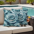 thumbnail image 5 of Blue Rose Pillow Covers 2 Pack Spring Romantic Flower Floral Plant Watercolor Pillowcase Waterproof Outdoor Throw Pillow Cover for Patio Garden Square Cushion 26”x26”, 5 of 9