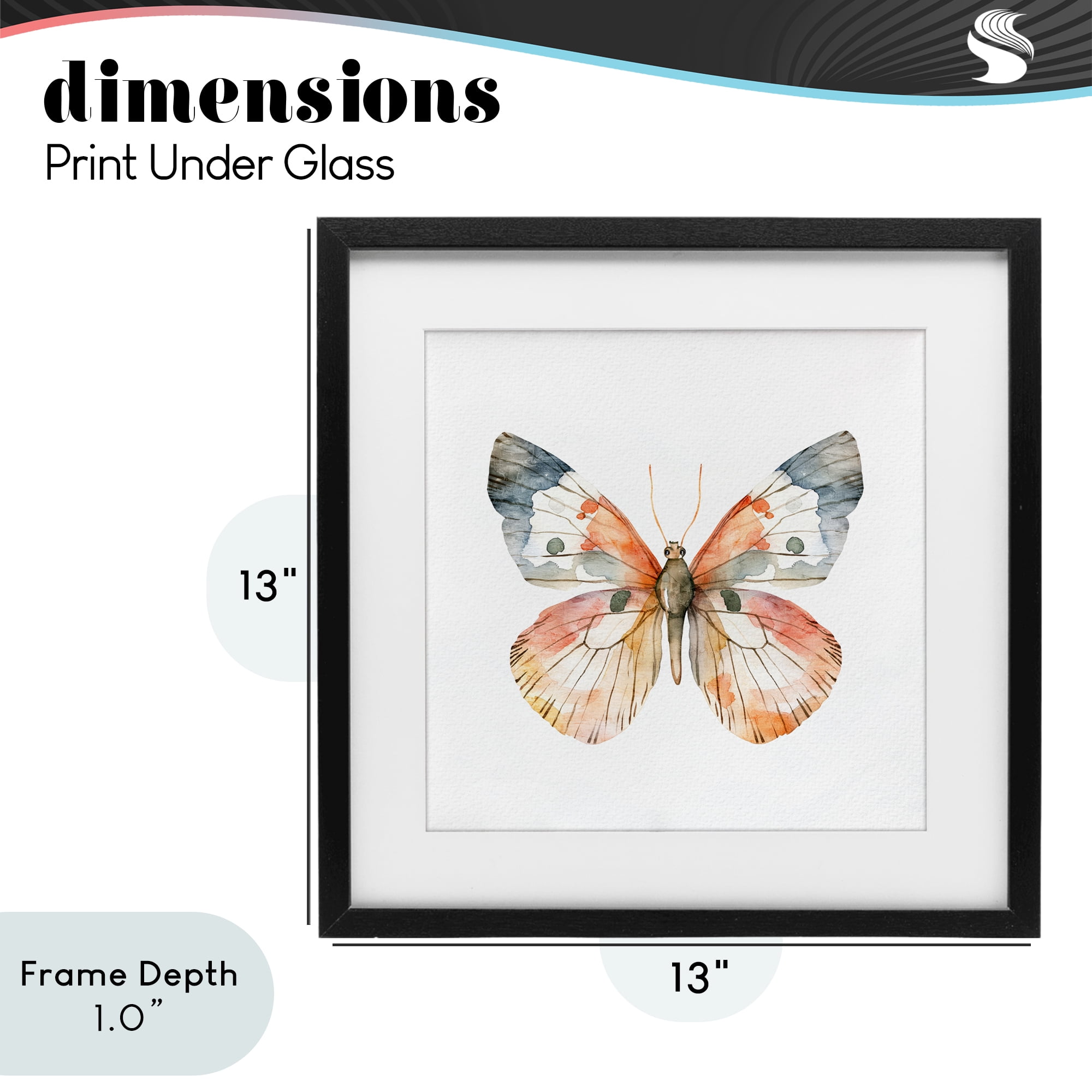 Stupell Industries Warm Watercolor Butterfly Black Framed Print Under Glass, design by Kim Allen