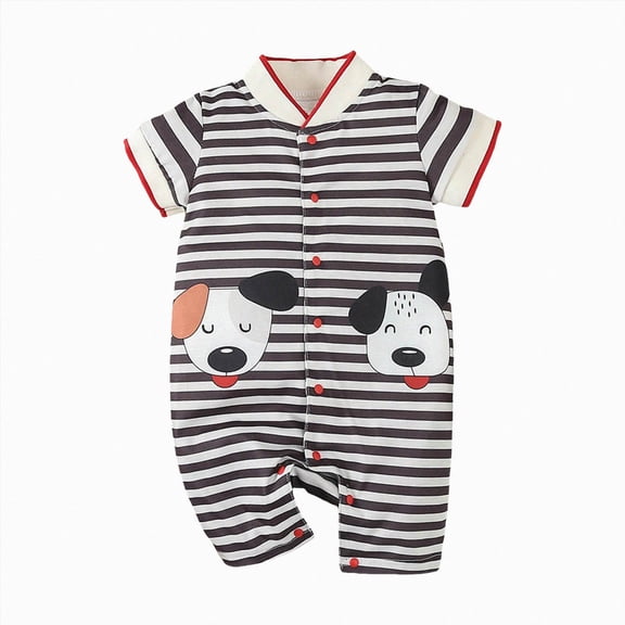 Baby Onesies Boy Baby Thin Clothes Baby Cartoon Puppy Print Short Sleeve One-Piece Romper Bodysuit Outfit