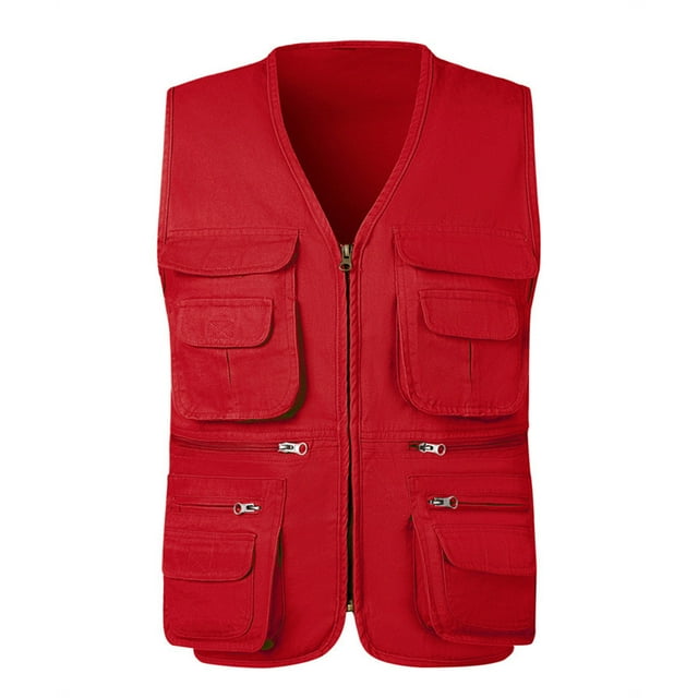 Jgppe Gilet d'Extérieur pour Hommes Travail Multi-Poches Léger Col en V Veste Sans Manches Voyage Pêche