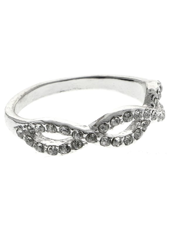 Infinity Design Crystal Sized-Ring Silver-Tone Size 9.00
