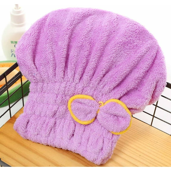 Gecau Textile Microfiber Hair Turban Quickly Dry Hair Hat Wrapped Bath Towel Purple 5.6x1.6 Inch