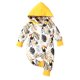 thumbnail image 1 of Gibobby Pantalones cortos con cremallera de manga larga para niños pequeños y niñas con estampado de dibujos animados traje con capucha mono(Amarillo， 9-12 Meses), 1 of 5