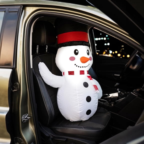 Zone Tech Christmas Inflatable Snowman Decoration with Color Changing LED Lights and Remote Control, 12V, 3ft Automotive Decor