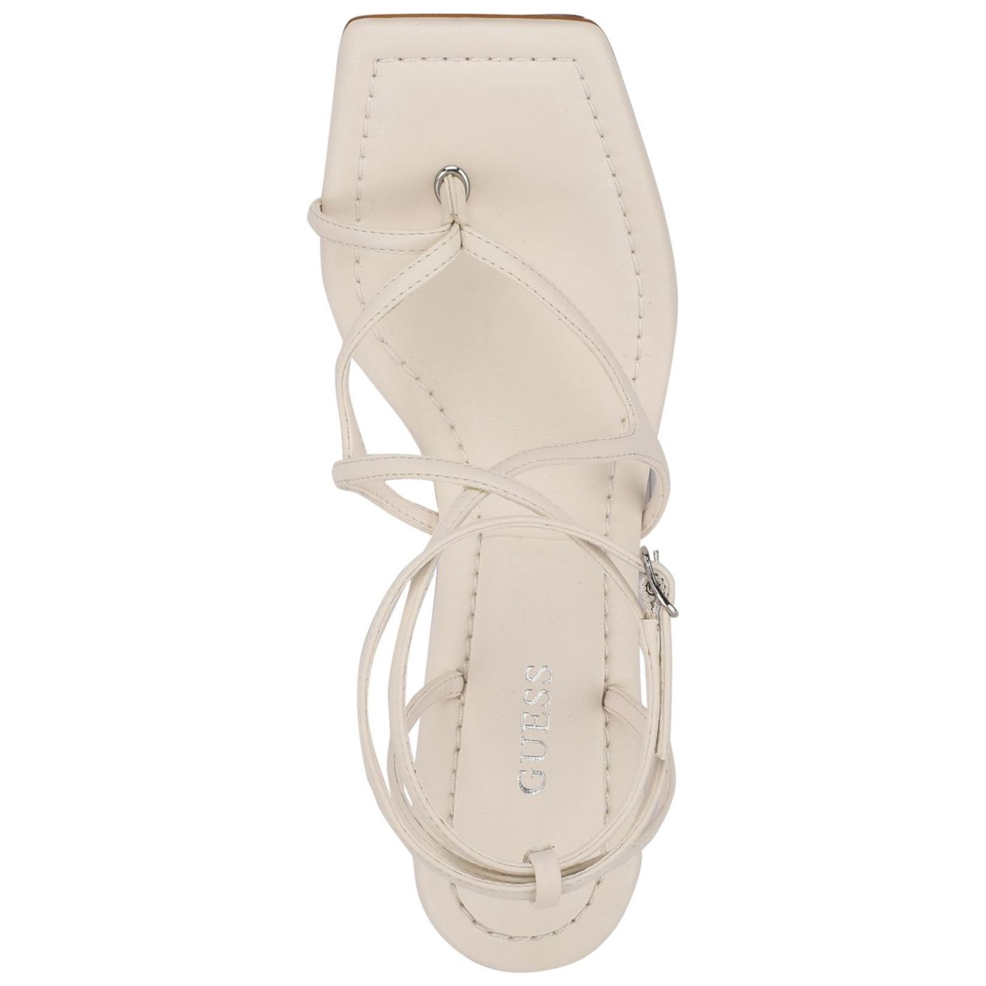 GUESS Womens White Strappy Leeba Square Toe Stiletto Buckle Dress Heeled Thong Sandals 10 M Walmart