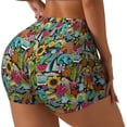 thumbnail image 2 of Sigee Color Summer Print Women's High Waist Workout Shorts - Squat Proof, Tummy Control, Yoga and Gym Activewear-Medium, 2 of 9