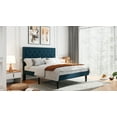thumbnail image 4 of Sifurni Queen Bed Frame Upholstered Platform Bed with Adjustable Headboard, No Box Spring Needed, Blue, 4 of 9