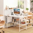 thumbnail image 2 of Costway 48" Computer Desk with Power Outlets, Storage Shelves, Headphone Hook for Gaming White, 2 of 10