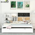 thumbnail image 2 of Bellemave Twin Size Daybed with Storage Shelves and Trundle Twin Platform Bed with Blackboard, Cork Board and USB Port All in One Wooden Bed for Teens, White, 2 of 13