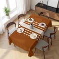 thumbnail image 3 of Burnt Orange Beige Striped Table Cloth Waterproof Tablecloths, Modern Farmhouse Retro Lines Tablecloth Dining Table Cover for Kitchen Party Tabletop Outdoor, Rectangle Tablecloth 54x108 Inch, 3 of 9