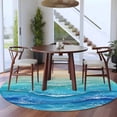 thumbnail image 4 of Blue Beach Round Living Room Rugs 8 ft, Modern Abstract Art Watercolor Gradual Blue Green Teal Waves Washable Large Area Rug Non-Slip Sturdy Edge Binding Round Carpet for Dining Room Kitchen Office, 4 of 9