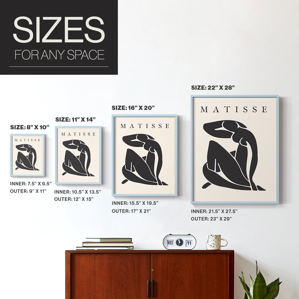 Matisse CCCLXXVI in Blue Solid Wood 11 x 14 Framed Print