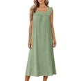 thumbnail image 2 of SELONE Plus Size Ruffle Nightgowns for Women Square Neck Maxi Nightshirts Sleeveless Sleep Dress Fashion Pajamas Dress, 2 of 9