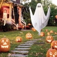 thumbnail image 6 of Halloween Decorations Outdoor - 5 FT Large Hanging Swing Ghost Halloween Decor with String Lights, Spooky Cute Ghosts Decorations for Front Porch Yard Tree, 6 of 7