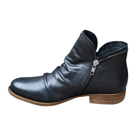 

Honeeladyy Women s Fashion Casual Retro Solid Colors Short Ankle shoes Zipper Shoes Black Clearance under 10$