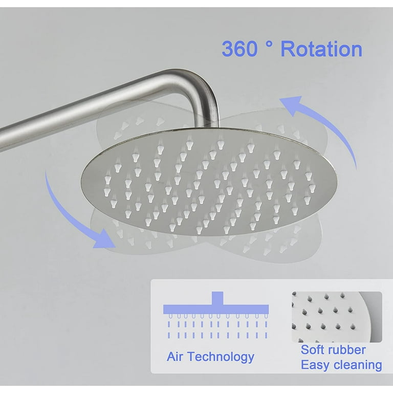 Aolemi Outdoor Shower Set – 304 Stainless Steel, Triple Function, 8" Rain Head & Hand Spray (Brushed Nickel)